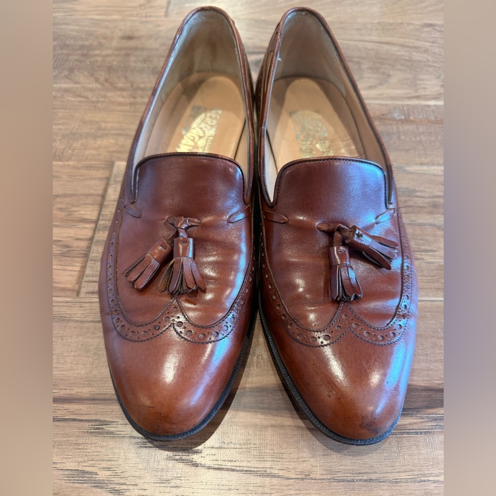 Salvatore Ferragamo Brown Leather Tassel Loafers